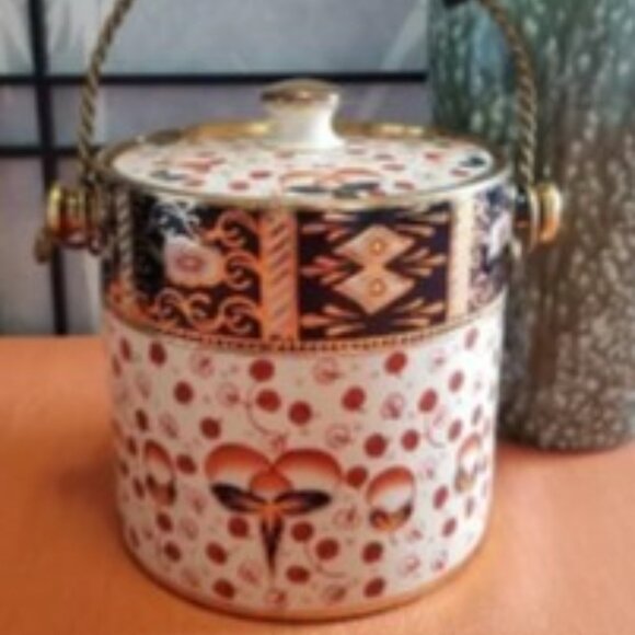 Antique Staffordshire Gaudy Welsh Biscuit Barrel/Cookie Jar - Stoneware - Picture 1 of 6